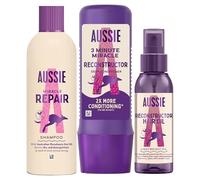Aussie, Repair, Champú 300ml, Acondicionador 3 Minute Miracle 250ml, Aceite Reconstructor 100ml, Brillo, Hidratante, CrueltyFree, Sin Grasa