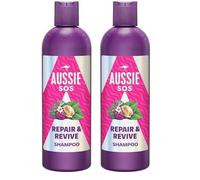 Aussie SOS Repair & Revive Champú 300ml. Tu Pelo Seco, Estresado Y Dañado Será Más Suave, Liso E Hidratado. Previene Futuros Daños. Vegano (Paquete de 2)