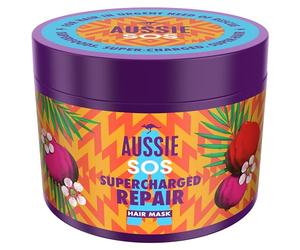 Aussie SOS Supercharged Repair Hair Mask 500ml para cabello seco y dañado. Ayuda a reparar y proteger contra daños, dejando el cabello suave, liso e hidratado durante 100 horas. Fórmula vegana