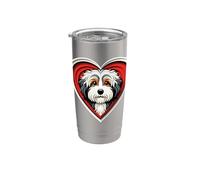 Aussiedoodle - Refugio de rescate con forma de corazón para cachorros Vaso térmico de acero inoxidable de doble pared