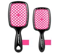 Aussumy Cepillo desenredante ventilado - Paquete de 2 cepillos grandes y mini redondos desenredantes con cerdas suaves para evitar enredos sin esfuerzo, ideal para cabello húmedo seco o dañado para