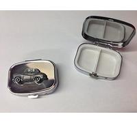 Austin A30 4 puertas Saloon Ref6 Emblema de coche efecto peltre en viaje rectangular plata Pastillero de metal