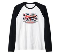Austin-Healey 3000 - Coche Deportivo Retro con Bandera del Reino Unido Camiseta Manga Raglan