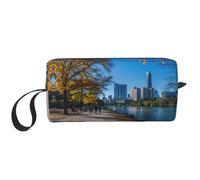 Austin Texas - Bolsa de maquillaje con estampado de Texas, bolsa de cosméticos duradera, bolsa de viaje, regalos esenciales para mujeres y hombres, White, Talla única
