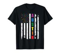 Austin Texas LGBTQ Gay Pride Month American Flag Rainbow Camiseta