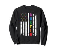Austin Texas LGBTQ Gay Pride Month American Flag Rainbow Sudadera