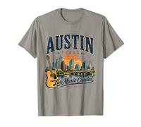 Austin Texas Live Music Capital Estilo Guitarra Vintage Camiseta
