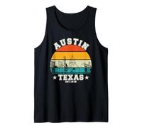 Austin Texas Skyline Retro Atardecer Camiseta sin Mangas