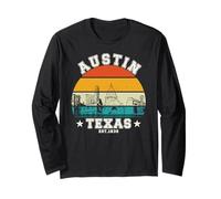 Austin Texas Skyline Retro Atardecer Manga Larga