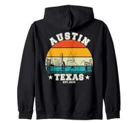 Austin Texas Skyline Retro Atardecer Sudadera con Capucha
