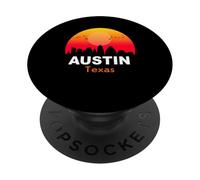 Austin Texas State USA Vintage Sunset Retro City Skyline PopSockets PopGrip Adhesivo