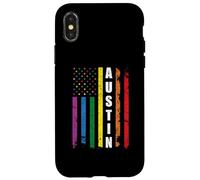 Austin Texas Us American Flag Rainbow Gay LGBT Pride Month Carcasa para iPhone X/XS