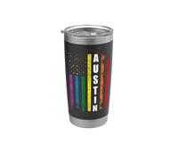Austin Texas Us American Flag Rainbow Gay LGBT Pride Month Vaso térmico de acero inoxidable de doble pared