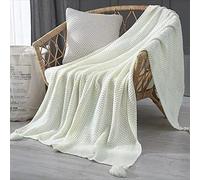 AUSTINCIAGA Manta de Punto para Sofá Colcha de Mesa Manta Nórdica Cálida y Suave con Flecos Hecha a Mano para Playa Picnic Todas Las Estaciones