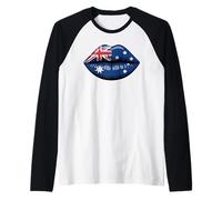 Australia Bandera Labios Orgullo Cultura Australiana Camiseta Manga Raglan