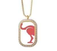 Australia - Collar con colgante de avestruz de estilo retro con ilustración roja y diamantes de cristal dorado
