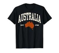 Australia EST 1788 Vintage Collegiate Varsity Mapa Camiseta gráfica económica, Hombre, Negro, L