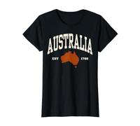 Australia EST 1788 Vintage Collegiate Varsity Mapa Camiseta gráfica económica, Mujer, Negro, XL