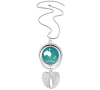 Australia Oceanía Continente Contorno Mapa Colgante Alas Ángel Collar Giratorio Joyería