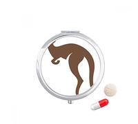 Australia sabor Kangaroo Brown silueta Travel bolsillo píldora caso medicina dispensador espejo regalo caja de almacenamiento