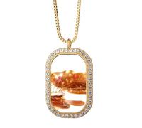 Australia Sydney Opera House and Bridge - Collar con colgante de diamantes de cristal dorado