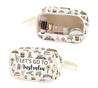Australia Trip - Bolsa de maquillaje transparente de piel sintética con texto en inglés "Let's Go to Australia", Poliuretano australiano, No