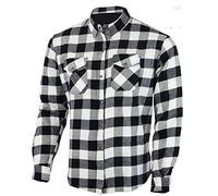 Australian Bikers Gear camisa de cuadros Blanco/negro en Kevlar con protecciones para Moto TALLA L