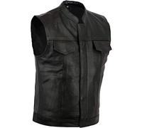 Australian Bikers Gear Chaleco de Cuero para Hombre Estilo Revolver Color Negro L