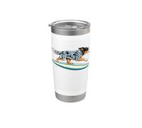 Australian Ganado Perro Tabla de surf Ocean Beach Surfing Dog Vaso térmico de acero inoxidable de doble pared