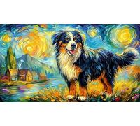 Australian-Shepherd-Dog-Art-Illustration 1000 Piezas Puzzle Educativo desafiante Papel Reciclado para Adultos Actividad en casa Idea de Regalo 70x50/1000pcs