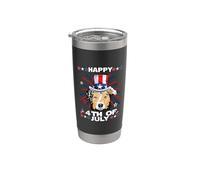 Australian Shepherd Dog Patriotic American 4th Of July Vaso térmico de acero inoxidable de doble pared