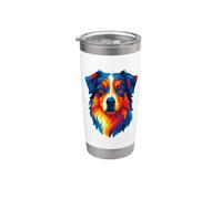 Australian-Shepherd-Dog Raza de perro Pop-Art Perros Vaso térmico de acero inoxidable de doble pared