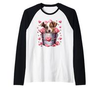 Australian Shepherd Dog Valentines Puppy Love Hearts For Mom Camiseta Manga Raglan