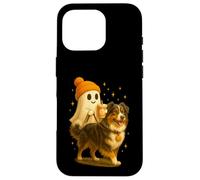 Australian Shepherd Halloween Ghost Walking Dog Carcasa para iPhone 16 Pro