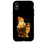 Australian Shepherd Halloween Ghost Walking Dog Carcasa para iPhone X/XS