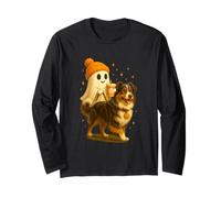 Australian Shepherd Halloween Ghost Walking Dog Manga Larga