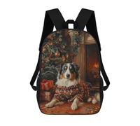 Australian Shepherd Holiday Art Dog in Sweater by Christmas Tree Mochila, Mochila Infantil, Mochila Escolar Para Estudiantes, Mochila Para Libros, Mochila Escolar Impresa En 3D Para Niños Y Niñas 17i
