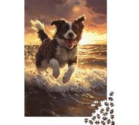 Australian Shepherd Jigsaw Puzzles Puzzle for Adults Kids. 1000 Piece Whimsical Challenge Toy Educational Games Home Decoration for Educational Games Gifts 1000pcs (75x50cm)