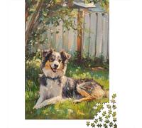 Australian Shepherd Jigsaw Puzzles Puzzle for Adults Kids. 1000 Piece Whimsical Challenge Toy Educational Games Home Decoration for Educational Games Gifts 1000pcs (75x50cm)