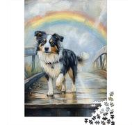 Australian Shepherd Jigsaw Puzzles Puzzle for Adults Kids. 1000 Pieces Great Gifts Challenge Toy Educational Games Home Decoration for Adults& Kids Age 14 Years Up 1000pcs (75x50cm)