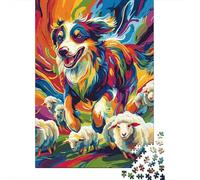 Australian Shepherd Jigsaw Puzzles Puzzle for Adults Kids. 1000 Pieces Whimsical Challenge Toy Educational Game Home Decoration for Adults& Kids Age 14 Years Up 1000pcs (75x50cm)