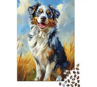 Australian Shepherd Jigsaw Puzzles Puzzles for Adults Kids. 1000 Piece Impossible Challenge Toy Educational Game Home Decoration for Adults& Kids Age 14 Years Up 1000pcs (75x50cm)