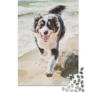 Australian Shepherd Jigsaw Puzzles Puzzles for Adults Kids. 1000 Piece Impossible Challenge Toy Educational Game Home Decoration for Educational Games Gifts 1000pcs (75x50cm)