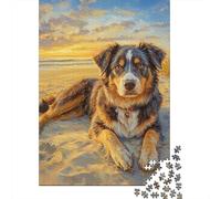 Australian Shepherd Jigsaw Puzzles Puzzles for Adults Kids. 1000 Piece Whimsical Challenge Toy Educational Games Home Decoration for Adults& Kids Age 14 Years Up 1000pcs (75x50cm)