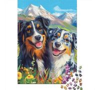 Australian Shepherd Jigsaw Puzzles Puzzles for Adults Kids. 1000 Pieces Whimsical Challenge Toy Educational Game Home Decoration for Educational Games Gifts 1000pcs (75x50cm)