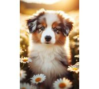 Australian Shepherd Puppy face Notebook - Large 6 x 9 inches - 127 Pages