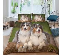 Australian Shepherd style Funda de Edredón Microfibra Juego de 3 Piezas Impresión 3D Cierre de Australian Shepherd estilo Funda Edredon Funda de Almohada a Juego Lavables for jóvenes King（220x240cm）