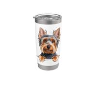 Australian Silky Terrier Lindo Peeking Dog Lover Vaso térmico de acero inoxidable de doble pared