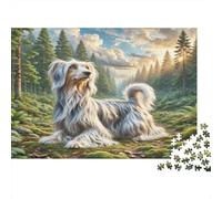 Australian Silky Terrier Rompecabezas DIY de Papel Premium Perro de Pelo Largo en el Camino del Bosque, Alivio del Estrés Decorativo 52x38cm/1000 Piezas