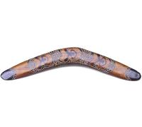 Australian Treasures Boomerang, 40 cm, madera pintada a mano, estilo aborigen, diseño de figura humana, decorativo y educativo, decoración de la pared